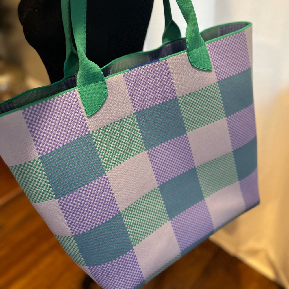 Rothy’s blueberry gingham tote